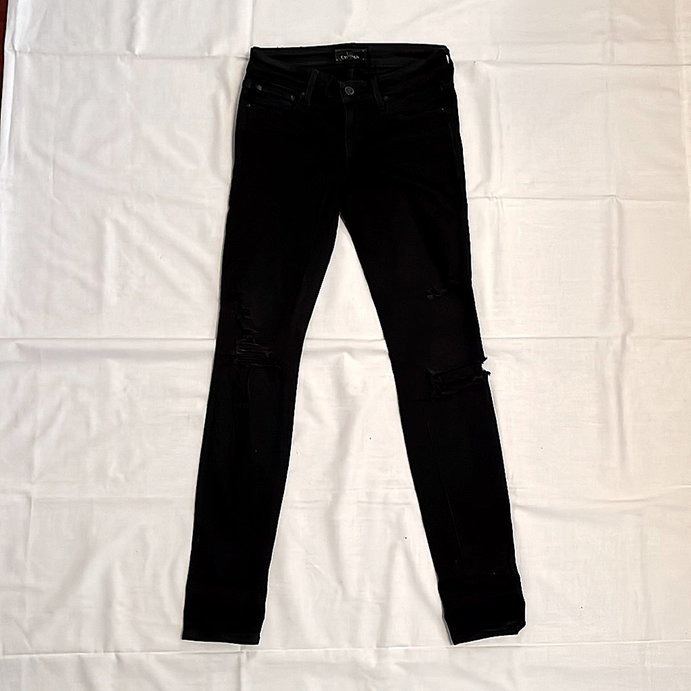 ARITZIA The Castings Mid-Rise Destroyed Skinny Jeans (Overdye Black) // SIZE 24